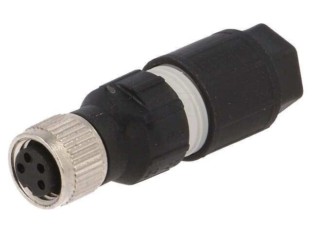 Connector: M8; vrouwelijk; PIN: 4; recht; voor draad; stekker; 4A Connector: M8; vrouwelijk; PIN: 4; recht; voor draad; stekker; 4A